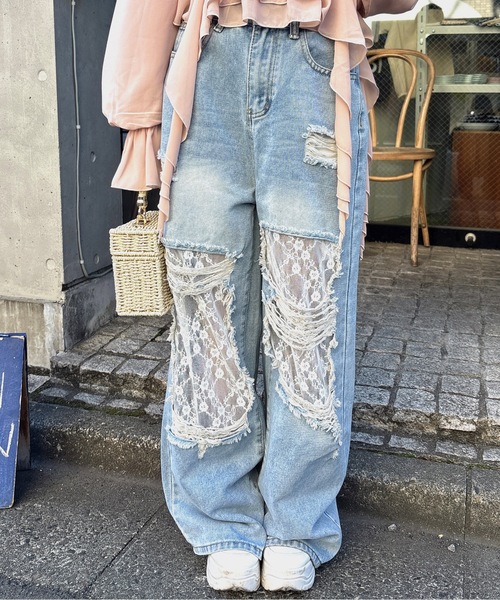 one way（ワンウェイ）の「レースダメージデニム（デニムパンツ・レディース・ブラック/ブルー・MEDIUM/LARGE）」の21枚目の写真