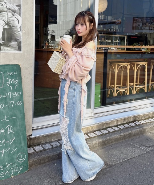 one way(ワンウェイ)の「レースダメージデニム(デニムパンツ・レディース・ブラック/ブルー・MEDIUM/LARGE)」の14枚目の写真