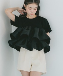 ティアードフリルペプラムTシャツ