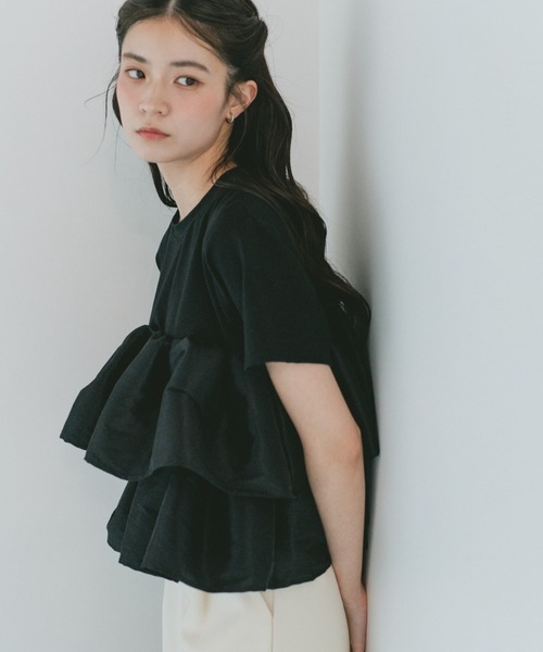 VANNIE U(ヴァニーユー)の「ティアードフリルペプラムTシャツ(Tシャツ/カットソー・レディース・ブラック/ホワイト・FREE)」の18枚目の写真