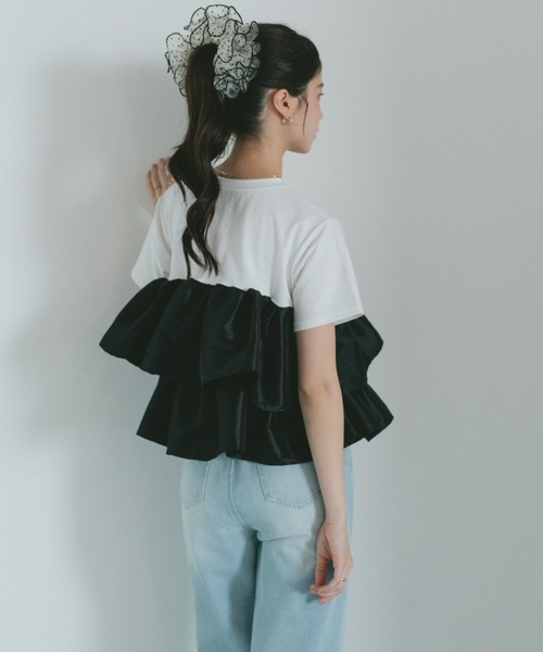 VANNIE U(ヴァニーユー)の「ティアードフリルペプラムTシャツ(Tシャツ/カットソー・レディース・ブラック/ホワイト・FREE)」の11枚目の写真