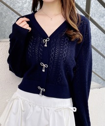 INGNI | パターンメッシュリボンボタンニットカーディガン(カーディガン/ボレロ)