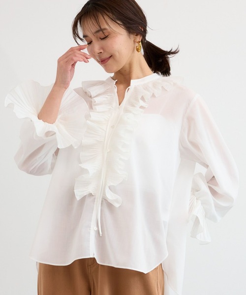 BARNYARDSTORM（バンヤードストーム）の「BARNYARDSTORM / フリルフルフルブラウス【『ネルソンさん』YouTubeご紹介アイテム】（シャツ/ブラウス・レディース・ホワイト/ブラック・FREE）」の2枚目の写真