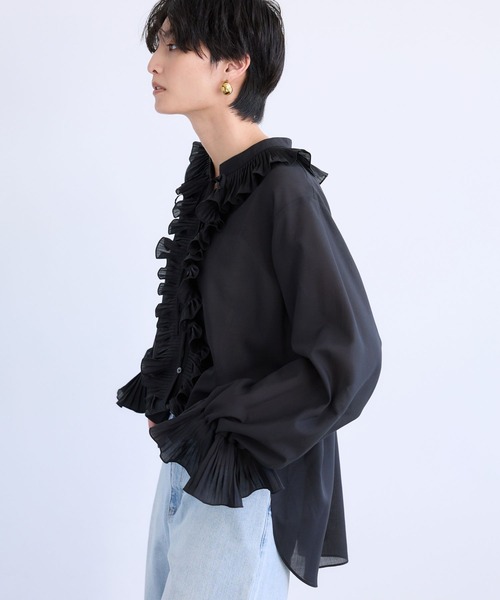 BARNYARDSTORM（バンヤードストーム）の「BARNYARDSTORM / フリルフルフルブラウス【『ネルソンさん』YouTubeご紹介アイテム】（シャツ/ブラウス・レディース・ホワイト/ブラック・FREE）」の7枚目の写真