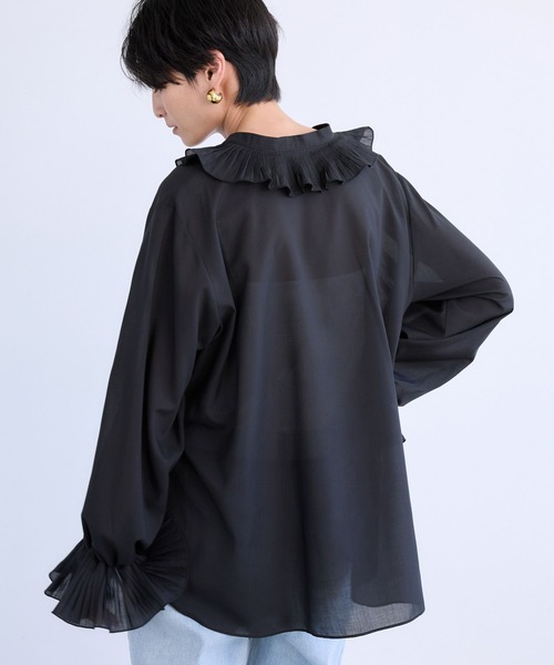 BARNYARDSTORM（バンヤードストーム）の「BARNYARDSTORM / フリルフルフルブラウス【『ネルソンさん』YouTubeご紹介アイテム】（シャツ/ブラウス・レディース・ホワイト/ブラック・FREE）」の8枚目の写真