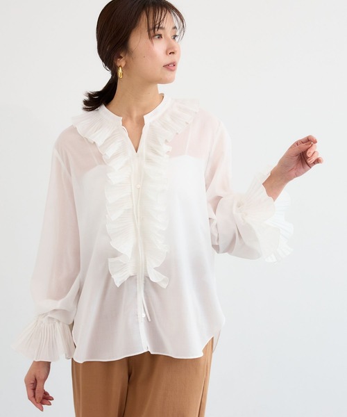 BARNYARDSTORM（バンヤードストーム）の「BARNYARDSTORM / フリルフルフルブラウス【『ネルソンさん』YouTubeご紹介アイテム】（シャツ/ブラウス・レディース・ホワイト/ブラック・FREE）」の16枚目の写真