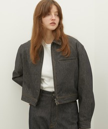 LA PEAU DE GEM（ラポドゥジェム）の「【LA PEAU DE GEM】box denim blouson ボックスシルエットデニムブルゾン（デニムジャケット）」