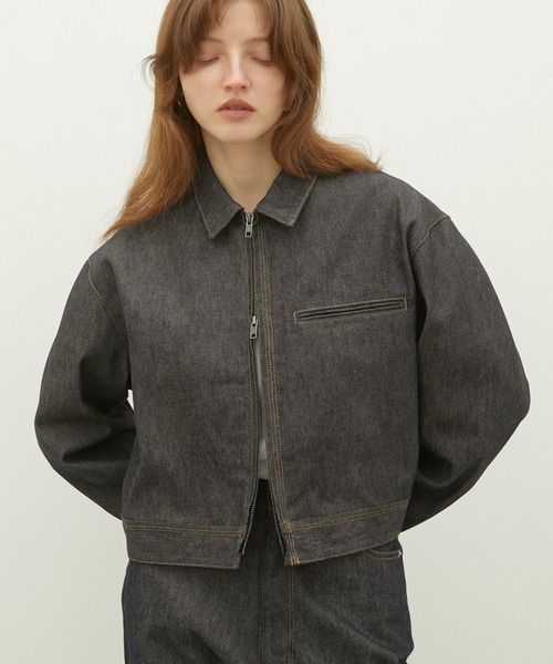LA PEAU DE GEM（ラポドゥジェム）の「【LA PEAU DE GEM】box denim blouson/ボックスシルエットデニムブルゾン（デニムジャケット・レディース・ブルー・FREE）」の4枚目の写真
