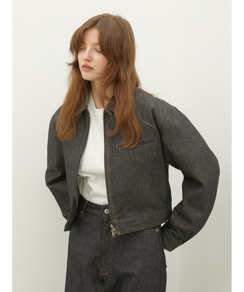 LA PEAU DE GEM（ラポドゥジェム）の「【LA PEAU DE GEM】box denim blouson/ボックスシルエットデニムブルゾン（デニムジャケット・レディース・ブルー・FREE）」の5枚目の写真