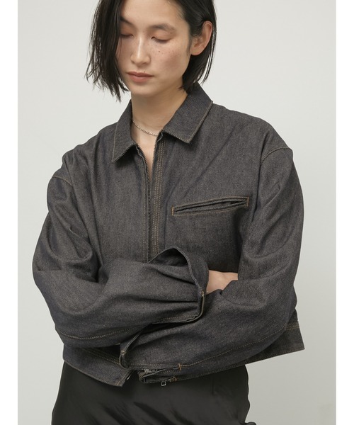 LA PEAU DE GEM(ラポドゥジェム)の「【LA PEAU DE GEM】box denim blouson/ボックスシルエットデニムブルゾン(デニムジャケット・レディース・ブルー・FREE)」の15枚目の写真