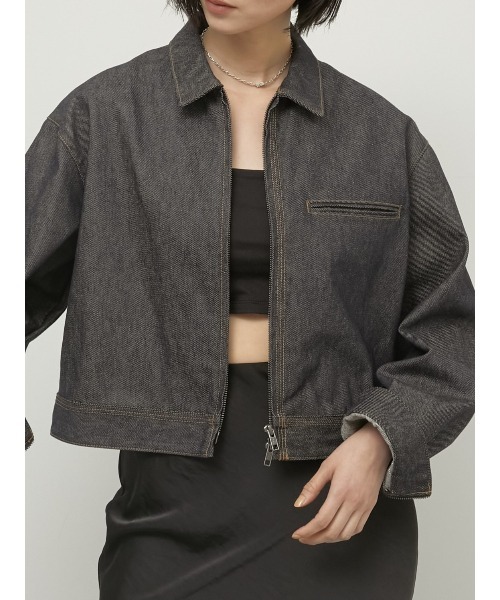 LA PEAU DE GEM(ラポドゥジェム)の「【LA PEAU DE GEM】box denim blouson/ボックスシルエットデニムブルゾン(デニムジャケット・レディース・ブルー・FREE)」の18枚目の写真
