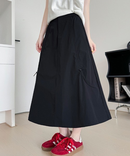 Flugge(フラッジー)の「ナイロンギャザースカート(スカート・レディース・ブラック/グレー・LARGE/MEDIUM)」の6枚目の写真