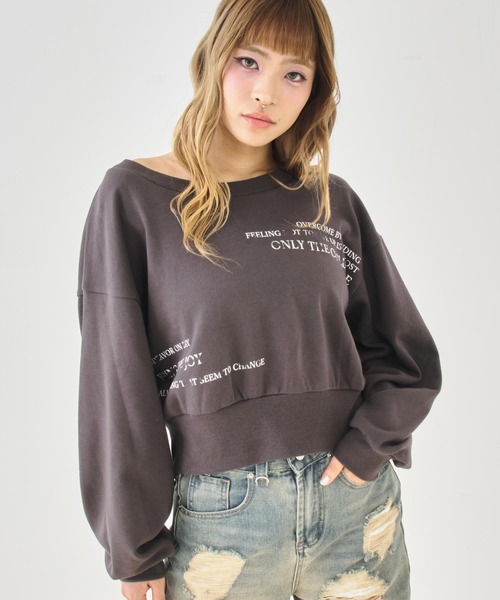 ANAP(アナップ)の「ベルトデザイン2wayミニ裏毛トップス(スウェット・レディース・グレイッシュベージュ/ライトグレー/ダークグレー・F)」の2枚目の写真
