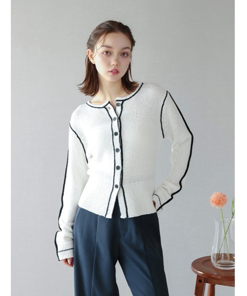 fifth(フィフス)の「配色ライン入りカーディガン(カーディガン/ボレロ・レディース・オフホワイト・M)」の14枚目の写真