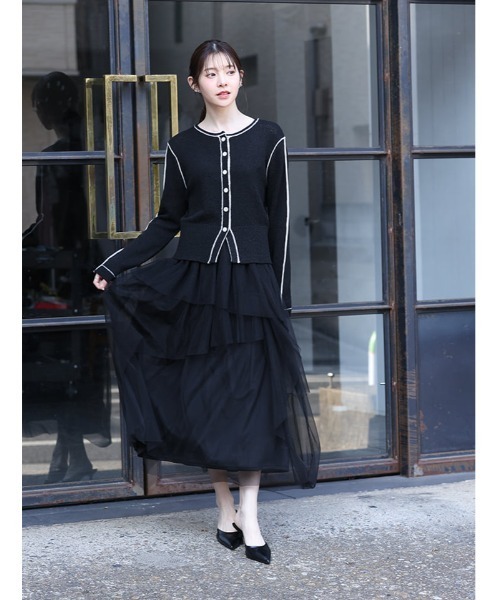 fifth(フィフス)の「配色ライン入りカーディガン(カーディガン/ボレロ・レディース・オフホワイト・M)」の2枚目の写真