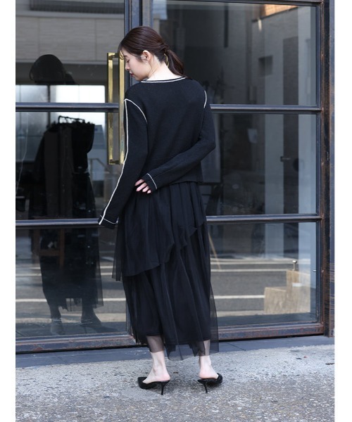 fifth(フィフス)の「配色ライン入りカーディガン(カーディガン/ボレロ・レディース・オフホワイト・M)」の4枚目の写真