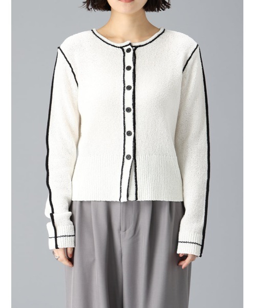 fifth(フィフス)の「配色ライン入りカーディガン(カーディガン/ボレロ・レディース・オフホワイト・M)」の5枚目の写真