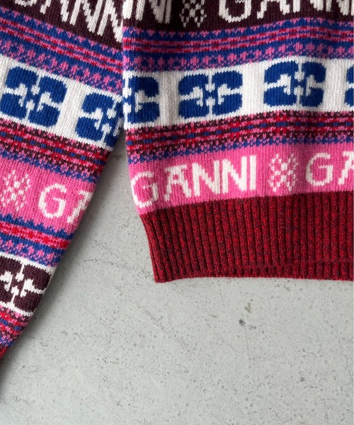 GANNI(ガニー)の「GANNI Logo wool mix o-neck pullover(ニット/セーター・レディース・マルチ・X-SMALL)」の4枚目の写真