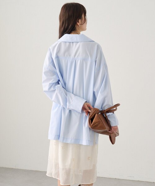 mystic（ミスティック）の「襟付きスキッパーシャツ（シャツ/ブラウス・レディース・ブルー/オフホワイト/イエロー・FREE）」の14枚目の写真