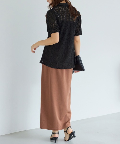alotta(アロッタ)の「総レーススキッパーポロチュニック(ポロシャツ・レディース・ブラック/アイボリー・M/L/LL)」の18枚目の写真