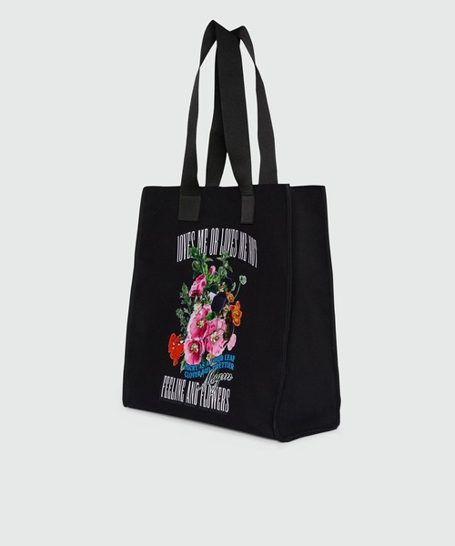 MSGM(エムエスジーエム)の「MSGM FLOWER CATS キャンバストートバッグ(トートバッグ・レディース・ブラック・ONE SIZE)」の3枚目の写真
