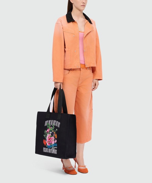 MSGM(エムエスジーエム)の「MSGM FLOWER CATS キャンバストートバッグ(トートバッグ・レディース・ブラック・ONE SIZE)」の5枚目の写真