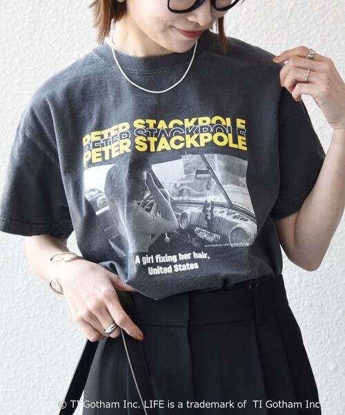 GOOD ROCK SPEED(グッドロックスピード)の「GOOD ROCK SPEED:〈洗濯機可能〉LPC ロゴ フォト プリント TEE(Tシャツ/カットソー・レディース・チャコールグレー/ライトブルー/ホワイト・MEDIUM/LARGE)」の2枚目の写真