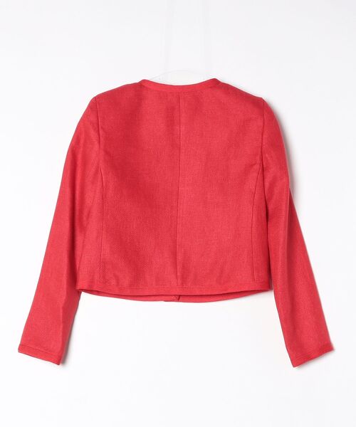 LAUREN RALPH LAUREN(ローレン ラルフ ローレン)の「リネン ヘリンボーン クロップド ジャケット(ノーカラージャケット・レディース・レッド・0/00/2/4/6/8)」の7枚目の写真