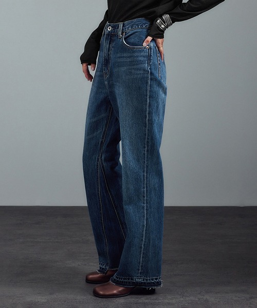 SALON adam et rope'（サロン アダム エ ロペ）の「COTTON USAセミフレアデニム 4（デニムパンツ・レディース・ブルー系その他6/サックスブルー・X-SMALL/S/M）」の21枚目の写真