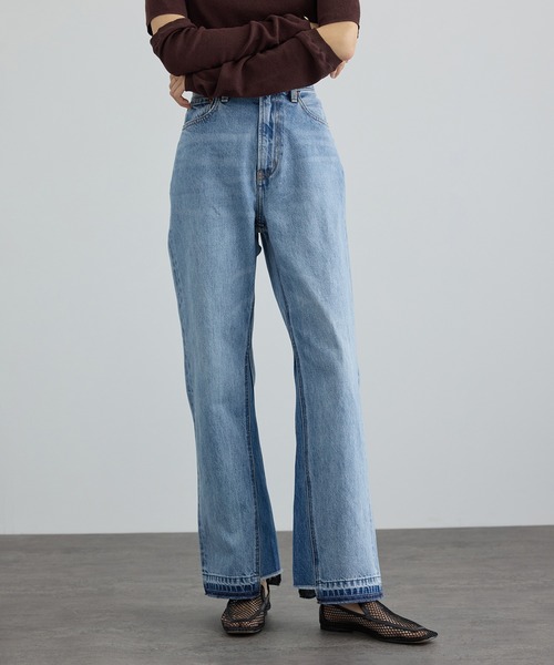 SALON adam et rope'(サロン アダム エ ロペ)の「COTTON USAセミフレアデニム 4(デニムパンツ・レディース・ブルー系その他6/サックスブルー・X-SMALL/S/M)」の8枚目の写真
