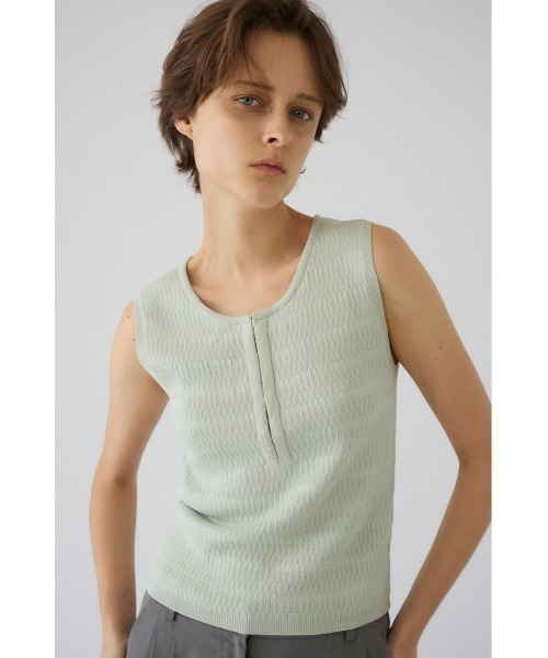 RIM.ARK（リムアーク）の「【PRE ORDER】Round neck hook tank ラウンドネック フック タンク（タンクトップ・レディース・ライトカーキ/アイボリー/ブラック/グレー・FREE）」の4枚目の写真