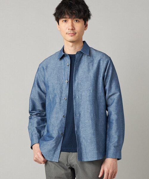 COMME CA MEN(コムサメン)の「リネンダンガリー レギュラーカラーシャツ(シャツ/ブラウス・メンズ・ブルー/ネイビー・M/L/S)」の1枚目の写真