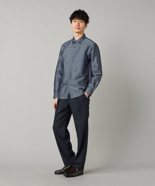COMME CA MEN(コムサメン)の「リネンダンガリー レギュラーカラーシャツ(シャツ/ブラウス・メンズ・ブルー/ネイビー・M/L/S)」の4枚目の写真