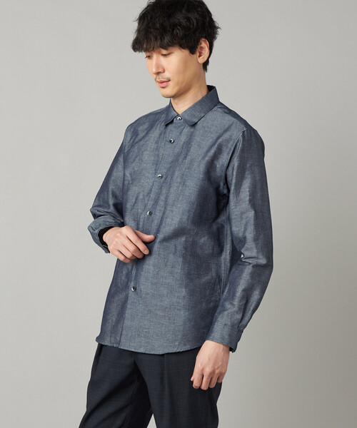 COMME CA MEN(コムサメン)の「リネンダンガリー レギュラーカラーシャツ(シャツ/ブラウス・メンズ・ブルー/ネイビー・M/L/S)」の6枚目の写真