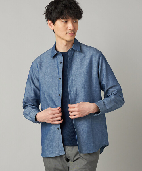 COMME CA MEN(コムサメン)の「リネンダンガリー レギュラーカラーシャツ(シャツ/ブラウス・メンズ・ブルー/ネイビー・M/L/S)」の9枚目の写真