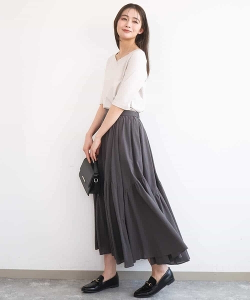 MK MICHEL KLEIN（エムケーミッシェルクラン）の「2wayネックデザインポンチカットソー/接触冷感/UVカット/洗える（Tシャツ/カットソー・レディース・ベージュ/ブラック・38）」の21枚目の写真
