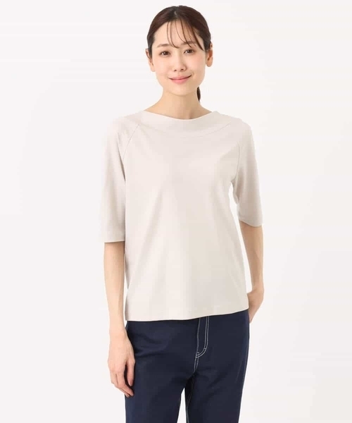 MK MICHEL KLEIN（エムケーミッシェルクラン）の「2wayネックデザインポンチカットソー/接触冷感/UVカット/洗える（Tシャツ/カットソー・レディース・ベージュ/ブラック・38）」の8枚目の写真