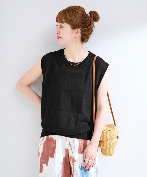 B.C STOCK(ベーセーストック)の「手洗い可 / FRENCH ICY LINEN フレンチプルオーバー(ニット/セーター・レディース・レッド/ブラウン/ホワイト/ブラック・FREE)」の8枚目の写真