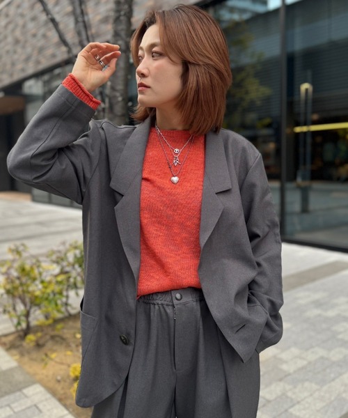 soglia(ソリア)の「soglia/ソリア RELAXING MELANGE JACKET(テーラードジャケット・レディース・グレー/チャコールグレー・S)」の9枚目の写真