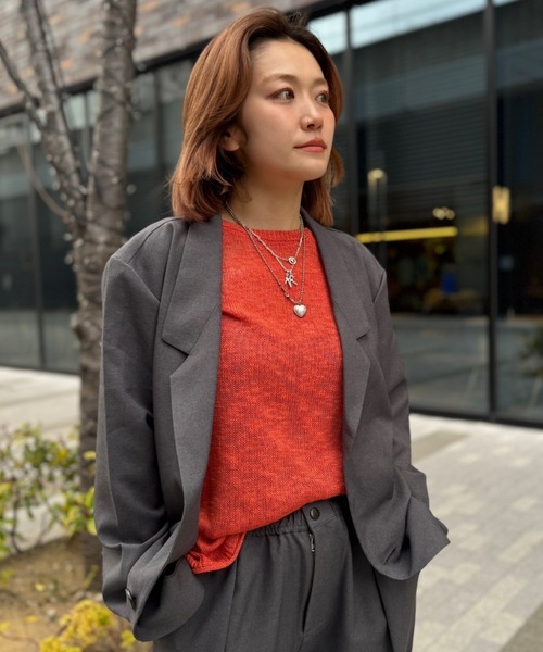 soglia(ソリア)の「soglia/ソリア RELAXING MELANGE JACKET(テーラードジャケット・レディース・グレー/チャコールグレー・S)」の11枚目の写真