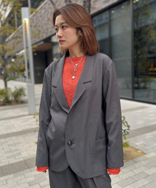 soglia(ソリア)の「soglia/ソリア RELAXING MELANGE JACKET(テーラードジャケット・レディース・グレー/チャコールグレー・S)」の12枚目の写真