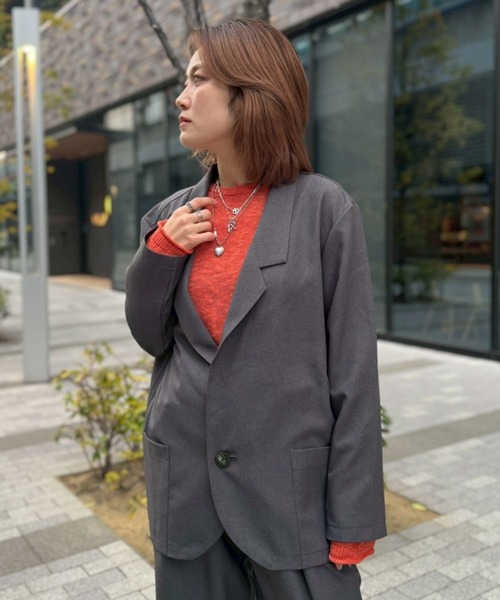 soglia(ソリア)の「soglia/ソリア RELAXING MELANGE JACKET(テーラードジャケット・レディース・グレー/チャコールグレー・S)」の13枚目の写真
