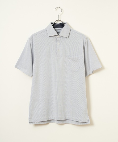 ikka（イッカ）の「【吸水速乾／イージーケア】アーバンドライ冷感コードレーンポロシャツ（ポロシャツ・メンズ・グリーン/グレー/サックスブルー/ネイビー・M/XL/L）」の2枚目の写真