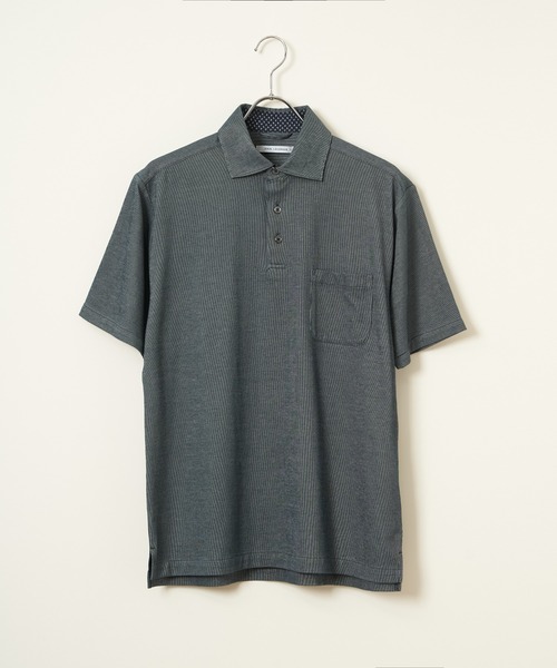 ikka（イッカ）の「【吸水速乾／イージーケア】アーバンドライ冷感コードレーンポロシャツ（ポロシャツ・メンズ・グリーン/グレー/サックスブルー/ネイビー・M/XL/L）」の3枚目の写真