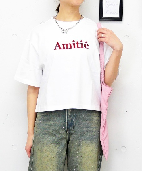 FUN(ファン)の「ロゴシシュウT(Tシャツ/カットソー・レディース・ブラック/オフホワイト/レッド・FREE)」の1枚目の写真