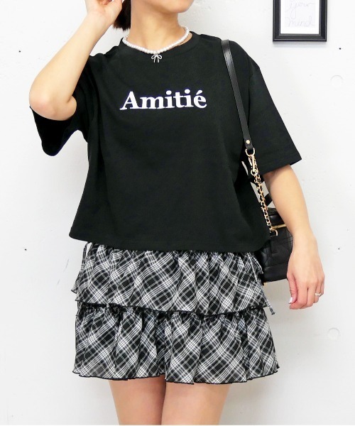 FUN(ファン)の「ロゴシシュウT(Tシャツ/カットソー・レディース・ブラック/オフホワイト/レッド・FREE)」の3枚目の写真
