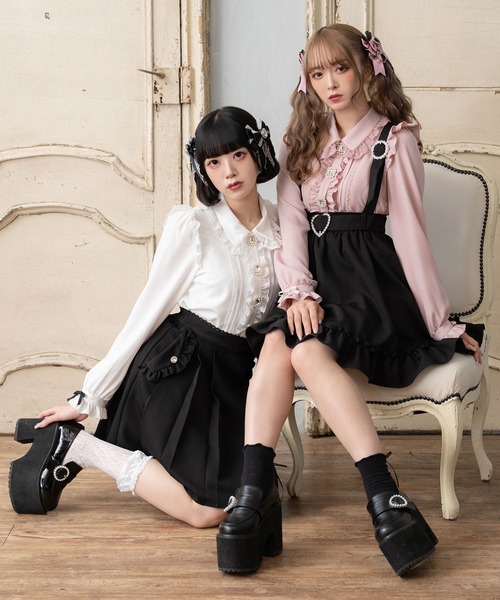 DearMyLove(ディアマイラブ)の「キラキラビジューフリルリボンブラウス(シャツ/ブラウス・レディース・ブラック/ホワイト/ブラック×ピンク・3L/LARGE/MEDIUM)」の16枚目の写真