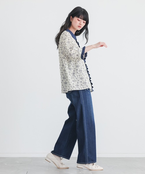 somari imagination(ソマリ イマジネーション)の「花柄配色ブラウス(シャツ/ブラウス・レディース・ブラック/アイボリー・2/1)」の6枚目の写真