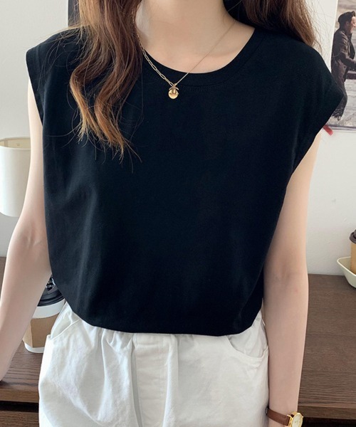 SallyLunn(サリーラン)の「【大人ベーシック】ノースリーブカットソー(Tシャツ/カットソー・レディース・ホワイト/ブラック/ブラウン・MEDIUM/LARGE)」の7枚目の写真