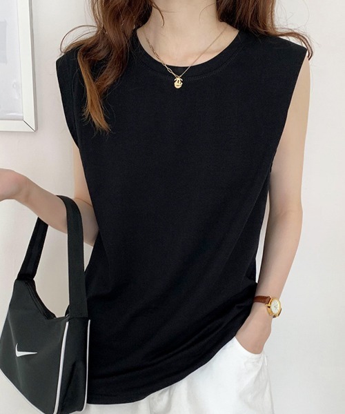 SallyLunn(サリーラン)の「【大人ベーシック】ノースリーブカットソー(Tシャツ/カットソー・レディース・ホワイト/ブラック/ブラウン・MEDIUM/LARGE)」の9枚目の写真
